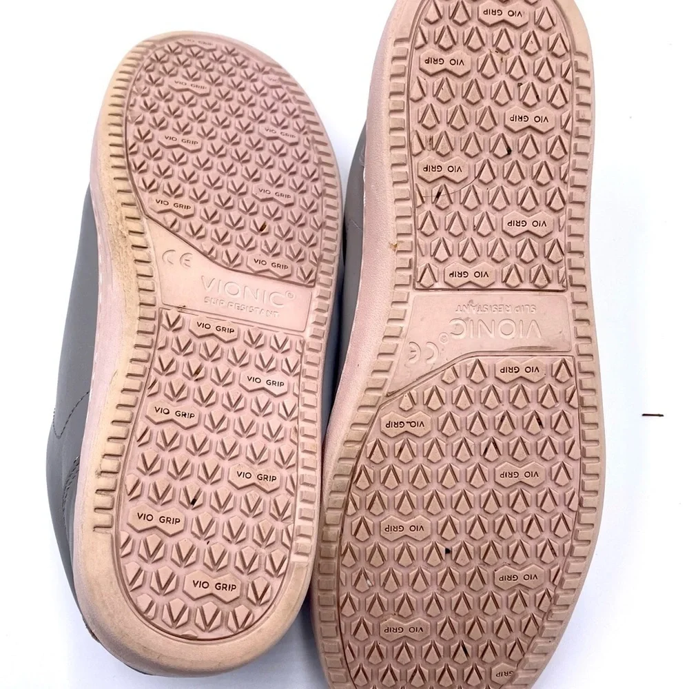 Vionic Mable Leather‎ Lace Up Sneakers Grey Pink sz 9